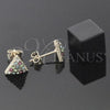 Oro Laminado Stud Earring, Gold Filled Style with White Crystal, Polished, Golden Finish, 5.127.013 *PROMO*