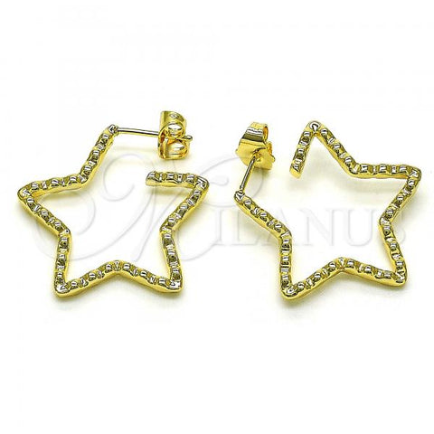 Oro Laminado Medium Hoop, Gold Filled Style Star Design, Polished, Golden Finish, 02.210.0763.25