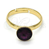 Oro Laminado Multi Stone Ring, Gold Filled Style with Amethyst Swarovski Crystals, Polished, Golden Finish, 01.239.0009.7 (One size fits all)