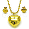 Oro Laminado Earring and Pendant Adult Set, Gold Filled Style Chunky and Hollow Design, Polished, Golden Finish, 10.417.0009