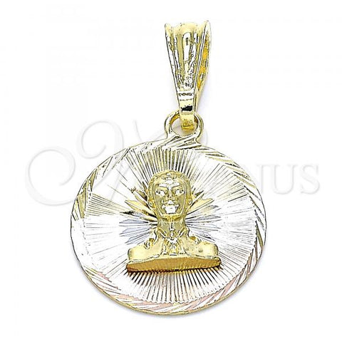Oro Laminado Religious Pendant, Gold Filled Style Diamond Cutting Finish, Tricolor, 05.351.0197