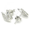 Sterling Silver Stud Earring, Swan Design, with Black and White Cubic Zirconia, Polished, Rhodium Finish, 02.336.0149