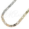 Oro Laminado Basic Necklace, Gold Filled Style Mariner Design, Diamond Cutting Finish, Tricolor, 04.319.0008.24
