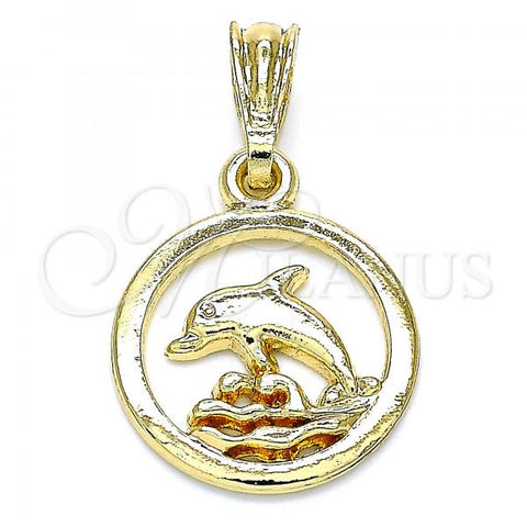 Oro Laminado Fancy Pendant, Gold Filled Style Dolphin Design, Polished, Golden Finish, 05.351.0186