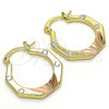 Oro Laminado Small Hoop, Gold Filled Style Diamond Cutting Finish, Tricolor, 02.102.0055.25