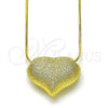 Oro Laminado Pendant Necklace, Gold Filled Style Chunky and Hollow Design, Matte Finish, Golden Finish, 04.341.0124.18