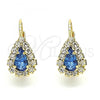 Oro Laminado Leverback Earring, Gold Filled Style Teardrop Design, with Tanzanite and White Cubic Zirconia, Polished, Golden Finish, 5.125.012.3