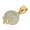 Oro Laminado Religious Pendant, Gold Filled Style Angel Design, Polished, Golden Finish, 05.09.0073