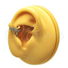 Oro Laminado Earcuff Earring, Gold Filled Style Bee Design, with White Micro Pave, Polished, Golden Finish, 02.210.0684