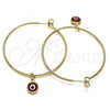 Oro Laminado Medium Hoop, Gold Filled Style Evil Eye Design, Red Resin Finish, Golden Finish, 02.63.2743.1.50