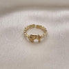 Oro Laminado Multi Stone Ring, Gold Filled Style Elephant Design, with Black Micro Pave, Polished, Golden Finish, 01.213.0038
