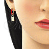 Oro Laminado Huggie Hoop, Gold Filled Style Lock Design, Red Enamel Finish, Golden Finish, 02.213.0213.12