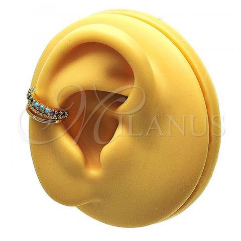 Oro Laminado Earcuff Earring, Gold Filled Style with Multicolor Micro Pave, Polished, Golden Finish, 02.210.0689.1