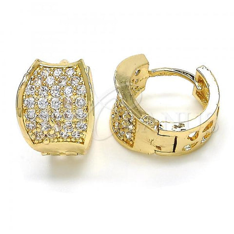 Oro Laminado Huggie Hoop, Gold Filled Style with White Cubic Zirconia, Polished, Golden Finish, 02.217.0068.1.15
