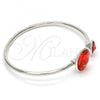Rhodium Plated Individual Bangle, with Padparadscha Swarovski Crystals, Polished, Rhodium Finish, 07.239.0003.8 (03 MM Thickness, One size fits all)