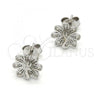 Sterling Silver Stud Earring, Peacock Design, with White Micro Pave, Polished, Rhodium Finish, 02.292.0009