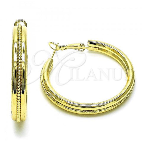 Oro Laminado Medium Hoop, Gold Filled Style Diamond Cutting Finish, Golden Finish, 02.213.0499.40