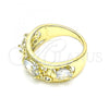 Oro Laminado Multi Stone Ring, Gold Filled Style Elephant Design, with White Cubic Zirconia, Polished, Golden Finish, 01.380.0015.07