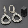 Oro Laminado Dangle Earring, Gold Filled Style Teardrop Design, with White Cubic Zirconia, Polished, Golden Finish, 5.097.010