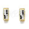 Stainless Steel Huggie Hoop, with Black and White Crystal, Polished, Golden Finish, 02.230.0074.3.12