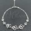 Sterling Silver Fancy Bracelet, Heart Design, with White Cubic Zirconia, Polished, Silver Finish, 03.400.0002.07