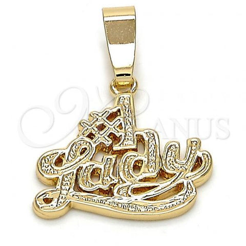 Oro Laminado Fancy Pendant, Gold Filled Style Diamond Cutting Finish, Golden Finish, 5.181.026