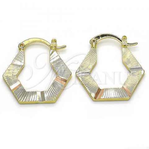 Oro Laminado Small Hoop, Gold Filled Style Diamond Cutting Finish, Tricolor, 02.102.0056.25