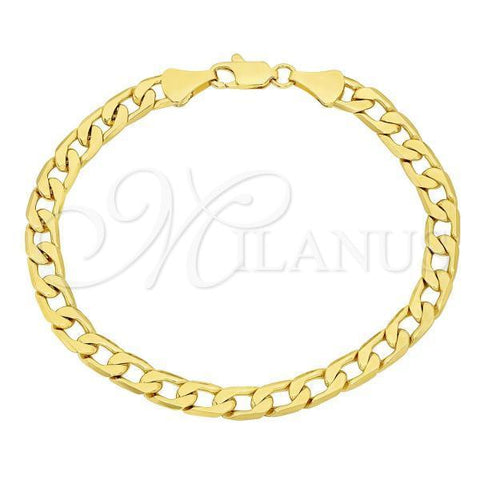 Oro Laminado Basic Bracelet, Gold Filled Style Curb Design, Polished, Golden Finish, 5.222.005.07