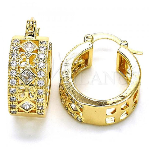 Oro Laminado Small Hoop, Gold Filled Style with White Cubic Zirconia, Polished, Golden Finish, 02.210.0282.20