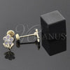 Oro Laminado Stud Earring, Gold Filled Style Flower Design, Enamel Finish, Golden Finish, 02.09.0045