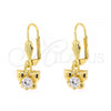 Oro Laminado Dangle Earring, Gold Filled Style Butterfly Design, with White Cubic Zirconia, Polished, Golden Finish, 02.63.2449