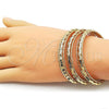 Oro Laminado Trio Bangle, Gold Filled Style Diamond Cutting Finish, Golden Finish, 07.282.0043