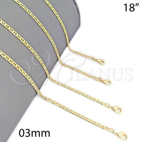 Oro Laminado Basic Necklace, Gold Filled Style Mariner Design, Golden Finish, 04.09.0182.18