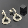 Oro Laminado Dangle Earring, Gold Filled Style Teardrop Design, with White Cubic Zirconia, Polished, Golden Finish, 095.001.1