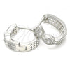 Sterling Silver Huggie Hoop, with White Micro Pave, Polished, Rhodium Finish, 02.332.0065.15