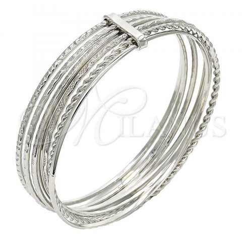 Rhodium Plated Semanario Bangle, Polished, Rhodium Finish, 07.168.0010.1.06 (02 MM Thickness, Size 6 - 2.75 Diameter)