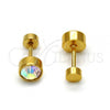 Stainless Steel Stud Earring, with Aurore Boreale Crystal, Polished, Golden Finish, 02.271.0008.8