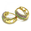 Oro Laminado Huggie Hoop, Gold Filled Style with Multicolor Crystal, Polished, Golden Finish, 02.94.0103.3.15