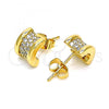 Oro Laminado Stud Earring, Gold Filled Style with White Micro Pave, Polished, Golden Finish, 02.344.0094