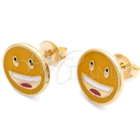 Oro Laminado Stud Earring, Gold Filled Style Yellow Enamel Finish, Golden Finish, 02.02.0488