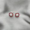 Sterling Silver Stud Earring, Flower Design, with Garnet Crystal, Polished, Silver Finish, 02.406.0018.02