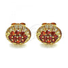 Oro Laminado Stud Earring, Gold Filled Style with Garnet Cubic Zirconia, Polished, Golden Finish, 02.387.0091.1