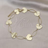 Oro Laminado Fancy Anklet, Gold Filled Style Heart Design, Diamond Cutting Finish, Golden Finish, 5.032.006.1.10