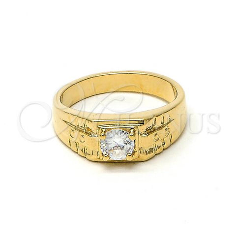 Oro Laminado Mens Ring, Gold Filled Style with White Cubic Zirconia, Matte Finish, Golden Finish, 5.175.021.07 (Size 7)