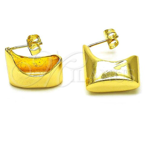 Oro Laminado Stud Earring, Gold Filled Style Chunky Design, Polished, Golden Finish, 02.385.0014