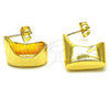 Oro Laminado Stud Earring, Gold Filled Style Chunky Design, Polished, Golden Finish, 02.385.0014