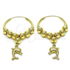 Oro Laminado Medium Hoop, Gold Filled Style Dolphin Design, Polished, Golden Finish, 02.170.0431.30