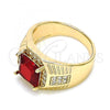Oro Laminado Mens Ring, Gold Filled Style with Garnet Cubic Zirconia and White Micro Pave, Polished, Golden Finish, 01.266.0046.1.11