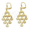 Oro Laminado Chandelier Earring, Gold Filled Style Diamond Cutting Finish, Golden Finish, 02.63.2196