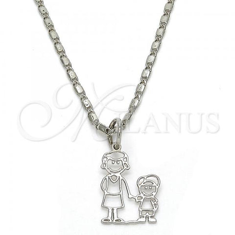 Rhodium Plated Pendant Necklace, Little Boy Design, Polished, Rhodium Finish, 04.106.0007.1.20